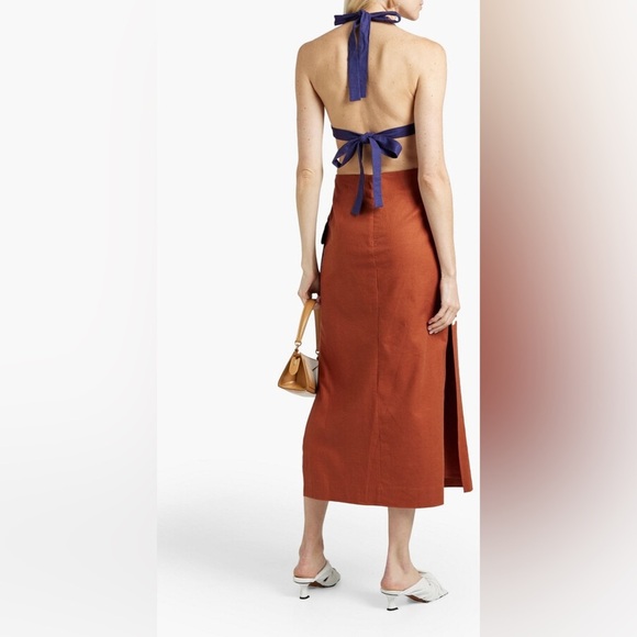 STAUD Bree gathered linen-blend halterneck midi dress (SD2) - Picture 2 of 11